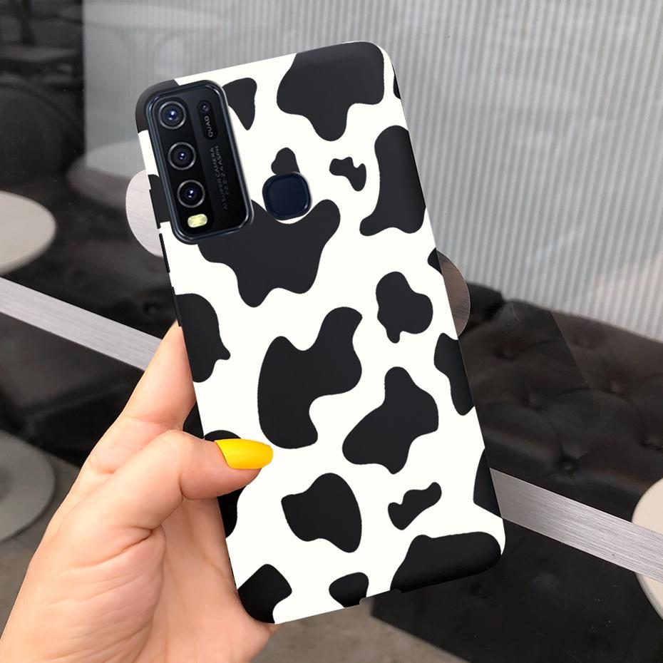 Fashion Cute Flower Milk Silicone Case For Vivo Y30 1938 Y50 1935 Black Soft TPU Phone Cover For Vivo Y 30 50 Y30 2020 Back Case