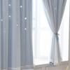 1PC Stars Blackout Self-Adhesive No Punching 1Mx2M Double Layer for Living Room Windows Curtain Self-Adhesive Sheer Curtains