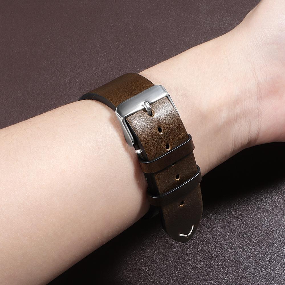 18mm 19mm 20mm 21mm 22mm 24mm Genuine Cowhide Retro Oil Wax Watchband Quick Release Leather Strap for Seiko for Rolex Wristband