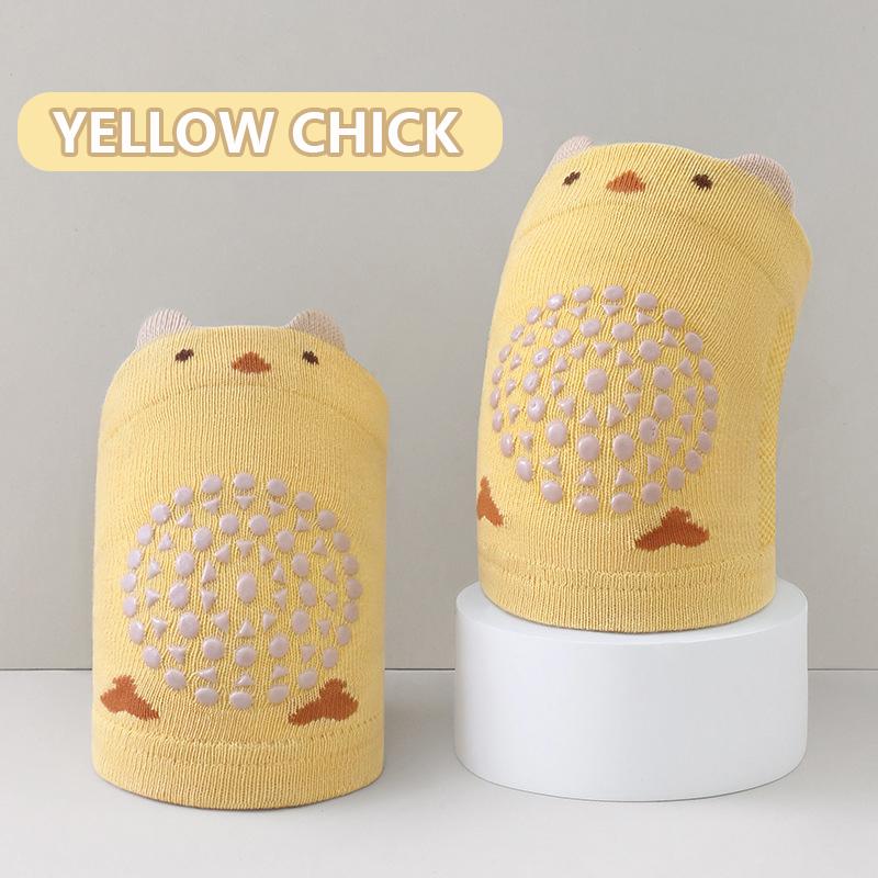 1 Pair Class A Xinjiang Combed Cotton Baby Crawling Knee Pads, Hollow Mesh Anti-Slip Silicone Dot Knee Leg Warmers for Toddler 0-5 Years Four Seasons