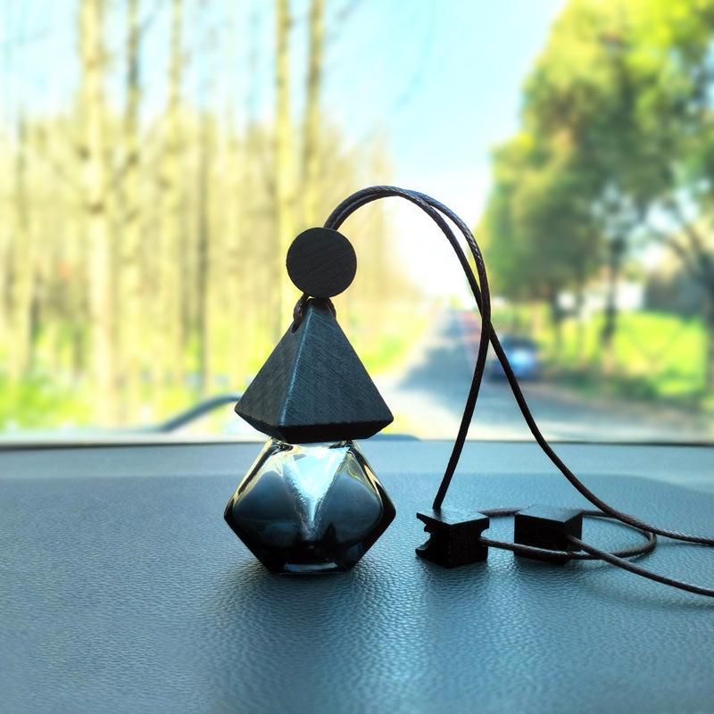 

1Pc Black Three Piece Set Beads Car Mounted Perfume Empty Bottle Pendant Fragrance Oil Diffuser Rearview Mirror Car Interior