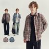 Spring and Autumn Men's Plaid Long Sleeve Retro Rave Loose Lap Collar Shirt Jacket