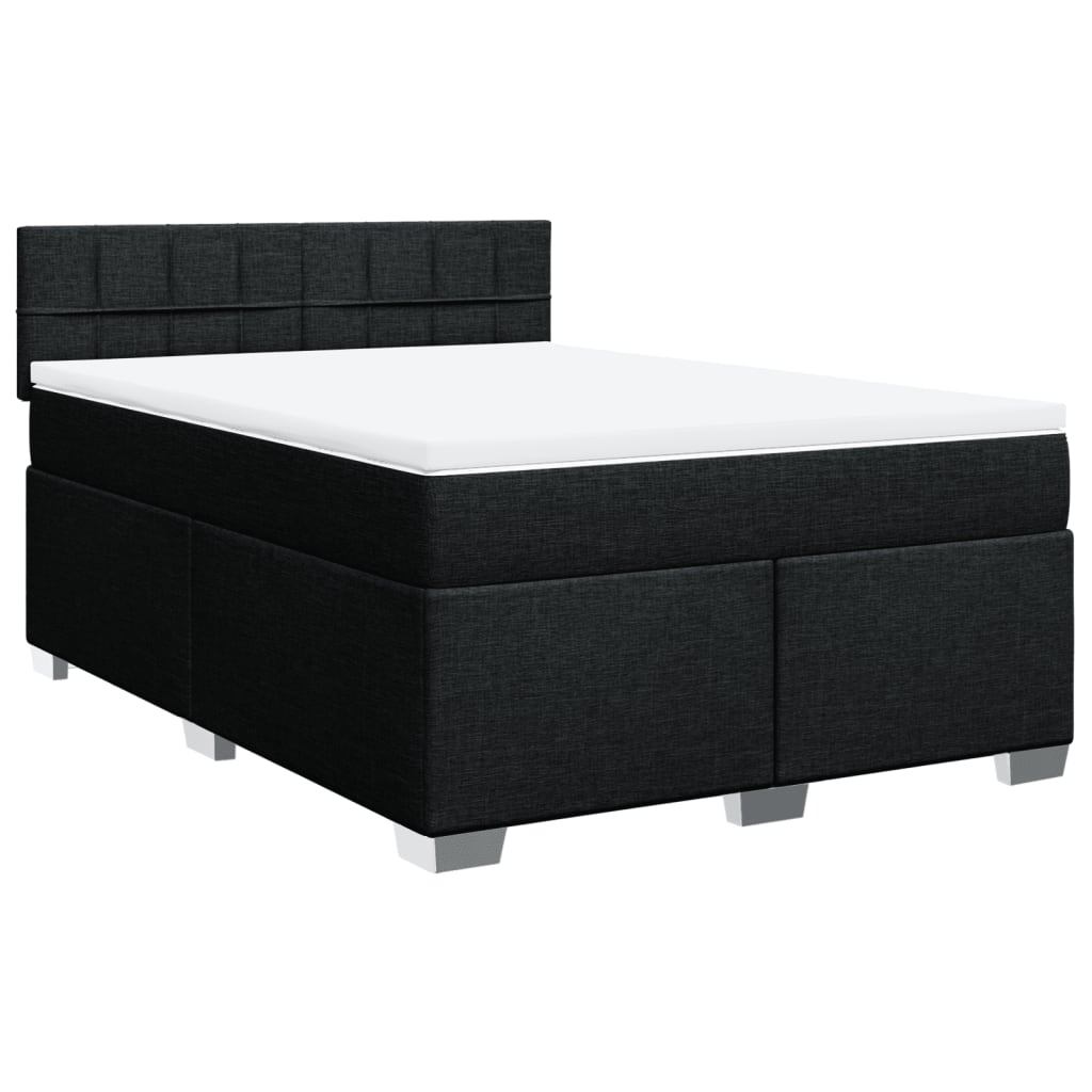 Vidaxl Continental Bed with Mattress, Black, Fabric, 140X190 Cm