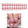 24 Pcs Simple Artificial Nail Short Round Full Cover False Nail Glittering Stick on Nail Peach Blossoms Press On Nail