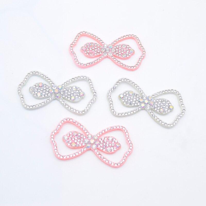 10Pcs 60*32mm Crystal Rhinestone Bowknot Appliques Scrapbooking DIY Stick On Patches Flatback Decor Embellishment Accessories