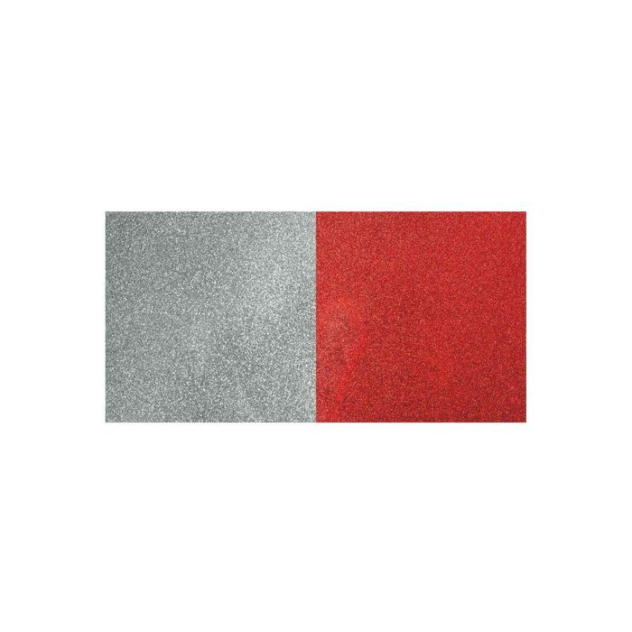 2 flex thermocollants pailletés 91 x 33 cm - argenté, rouge
