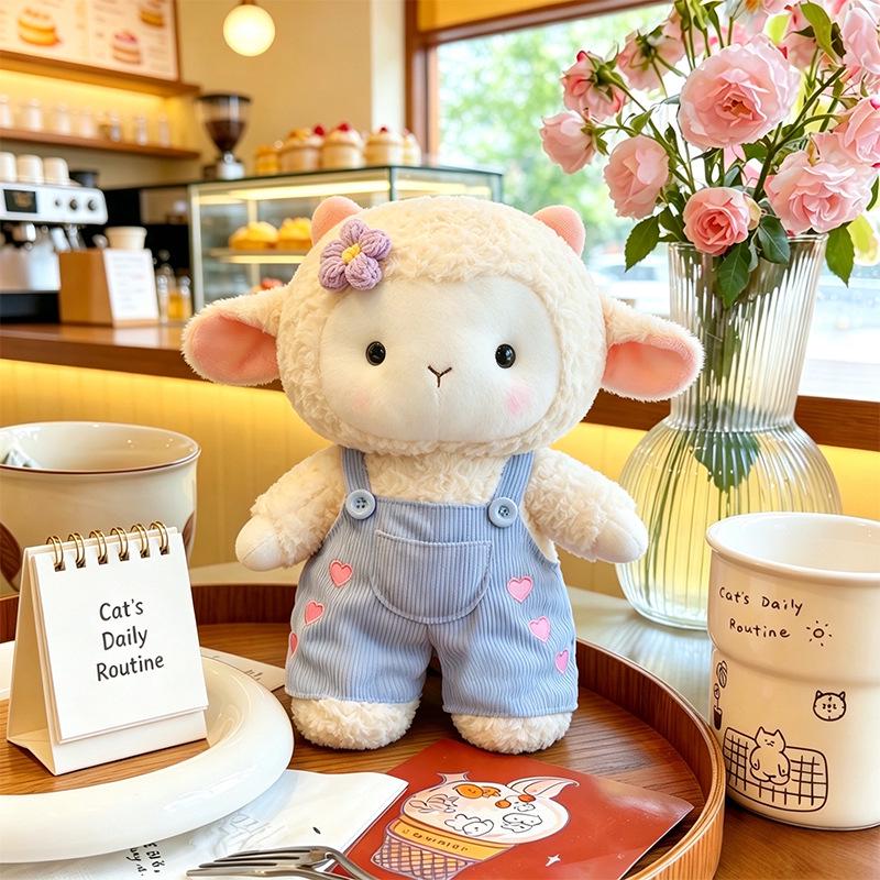 Adorable Little Lamb Plush Toy with Heart Strap – Cute Sheep Doll Cartoon Gift