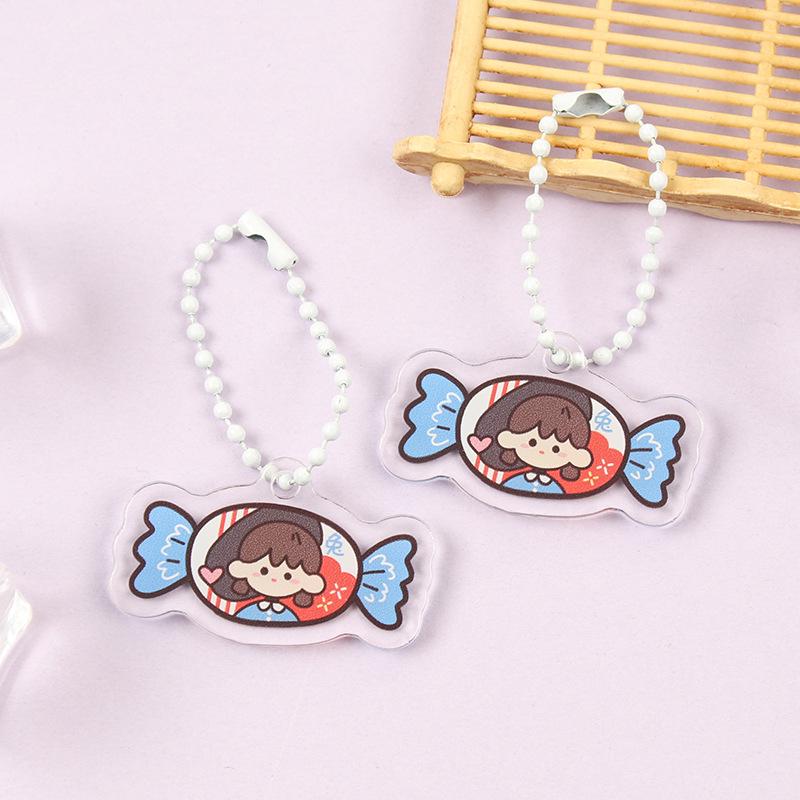 Korean Style Cartoon Drink Bottle Acrylic Keychain - Fun Pendant for Students