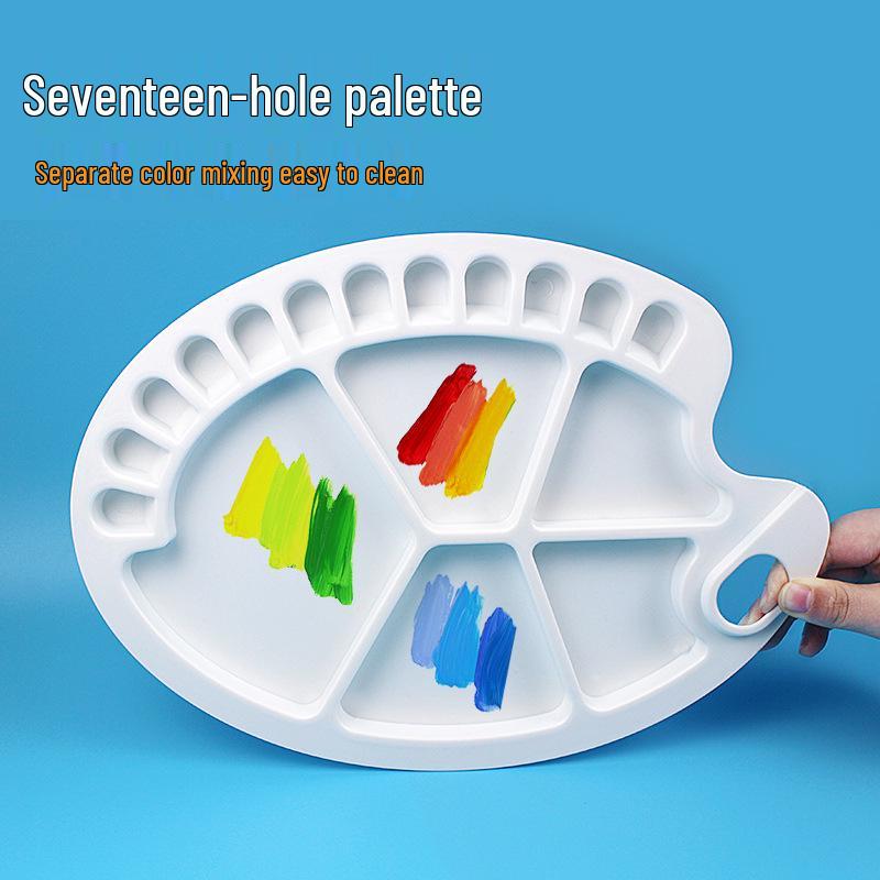 17-Grid Plastic Oval Palette for Watercolor and Oil Painting