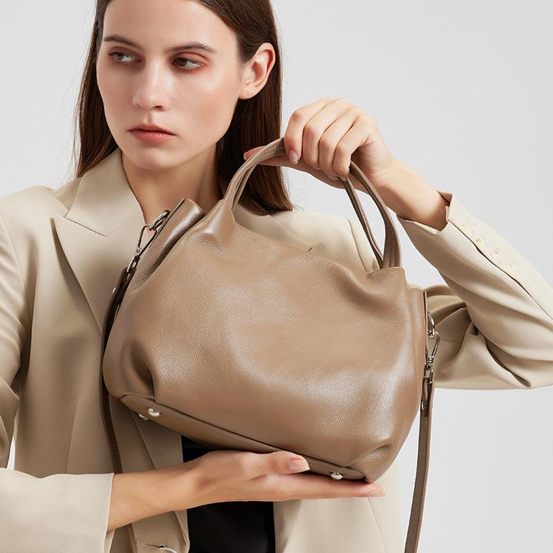 Pleated Cloud Bag Crossbody Single-shoulder Bag, High-end Genuine Leather Handbag