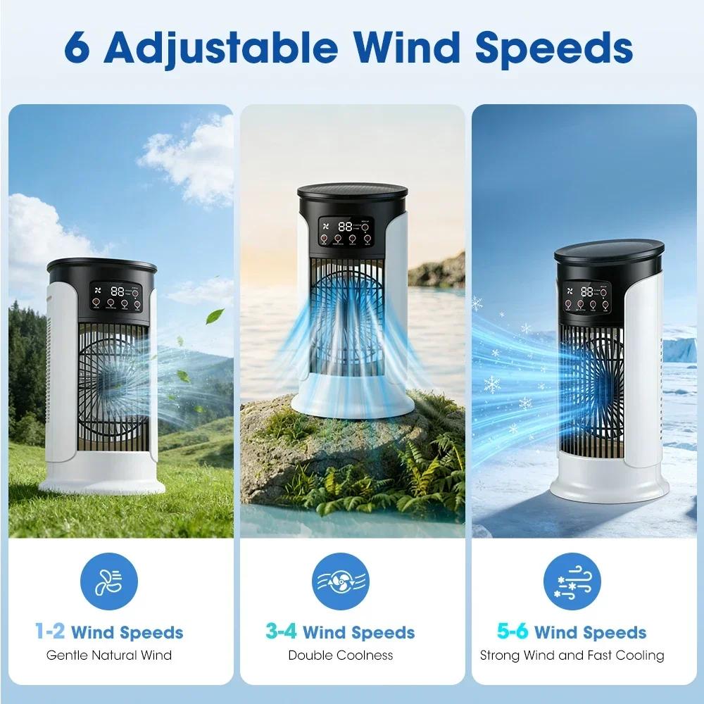 Xiaomi Portable Air Conditioner Fan 6 Speeds Misting Humidifier USB Desktop Cooler LED Display Timer Home Office Personal Summer