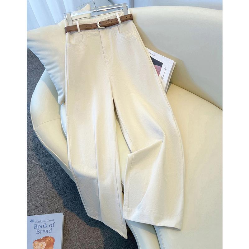 Women's Khaki High-Waisted Wide-Leg Pants - 2025 Autumn/Winter Slimming Versatile Casual Suit