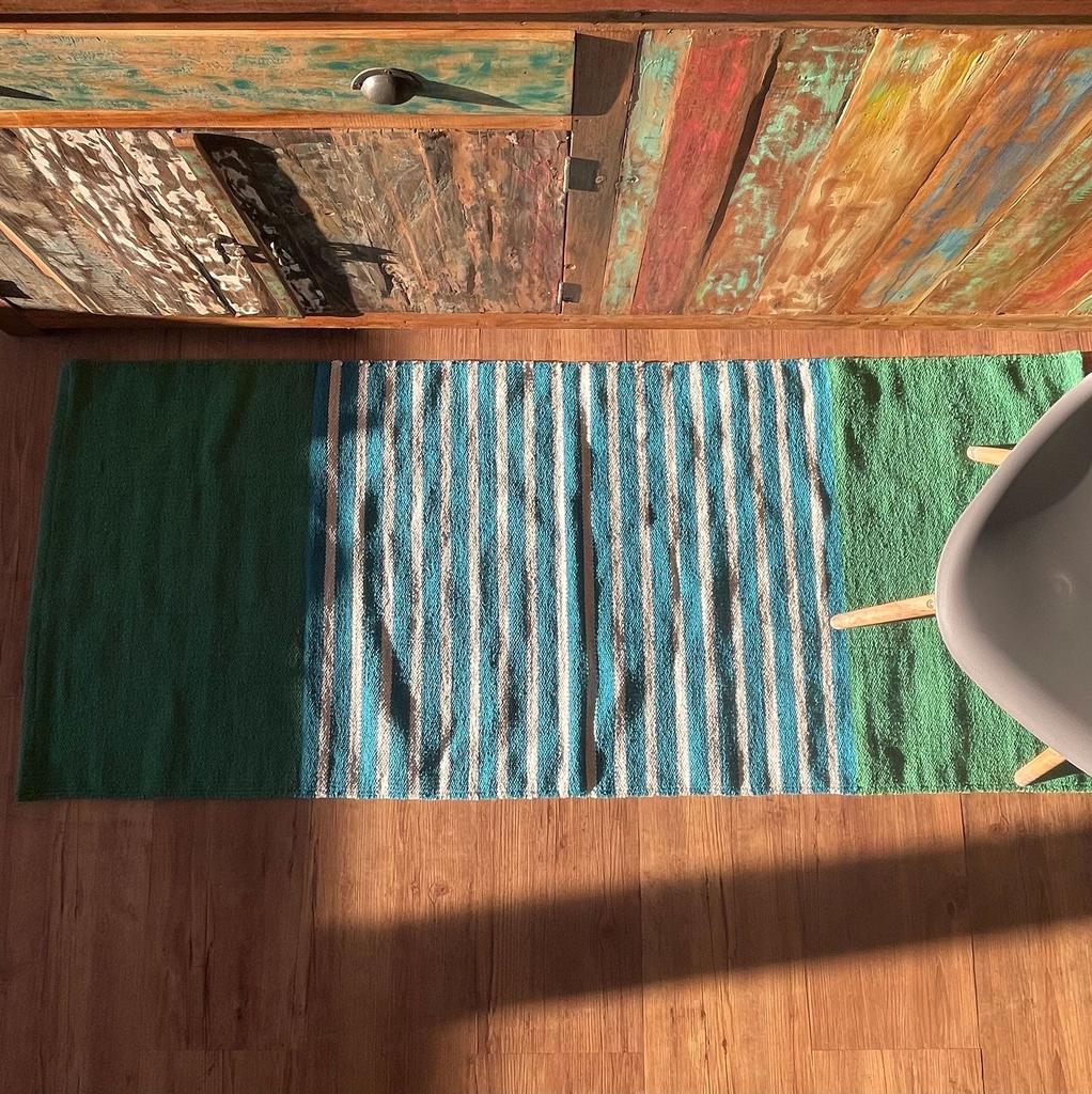 Runner Rug, Blue Green Cotton 70x170cm