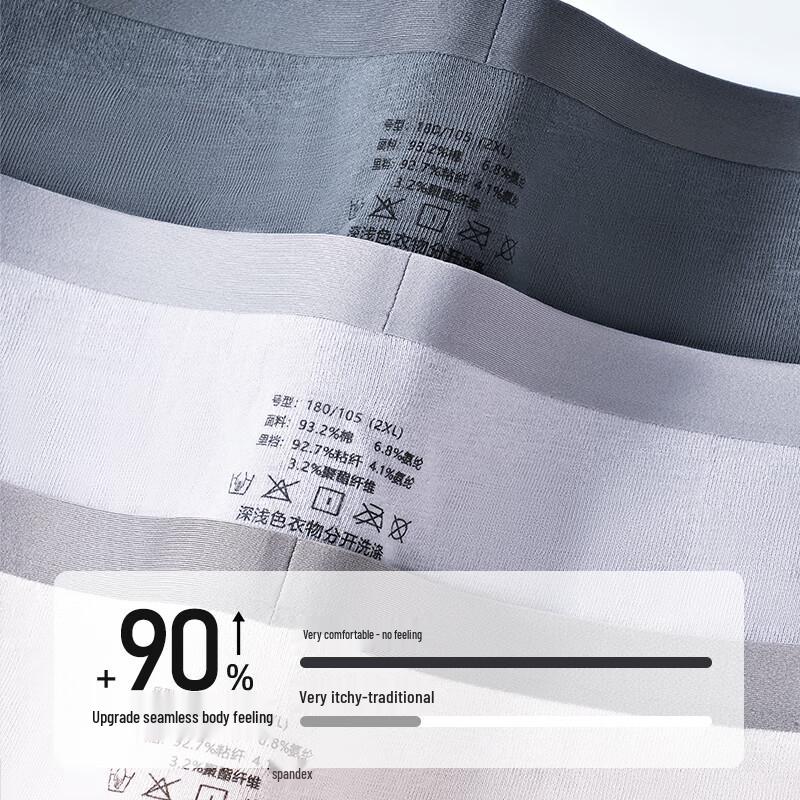 Meijisibang Men's Seamless Cotton Antibacterial Boxer Briefs