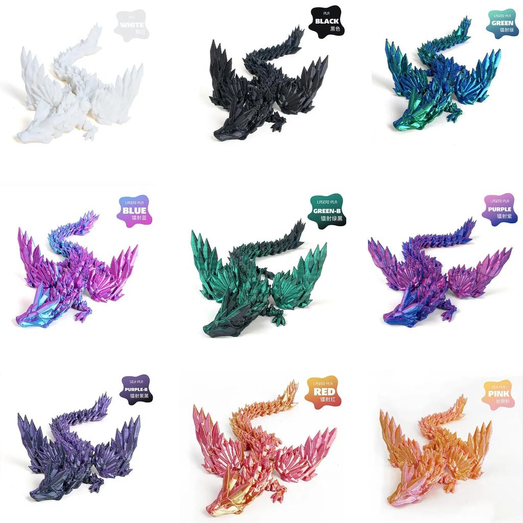 3D Printed Dinosaur Flying Dragon Ornament Articulated Joints Gradient Color Wings  Gift Handicraft Moving Parts Home Crafts