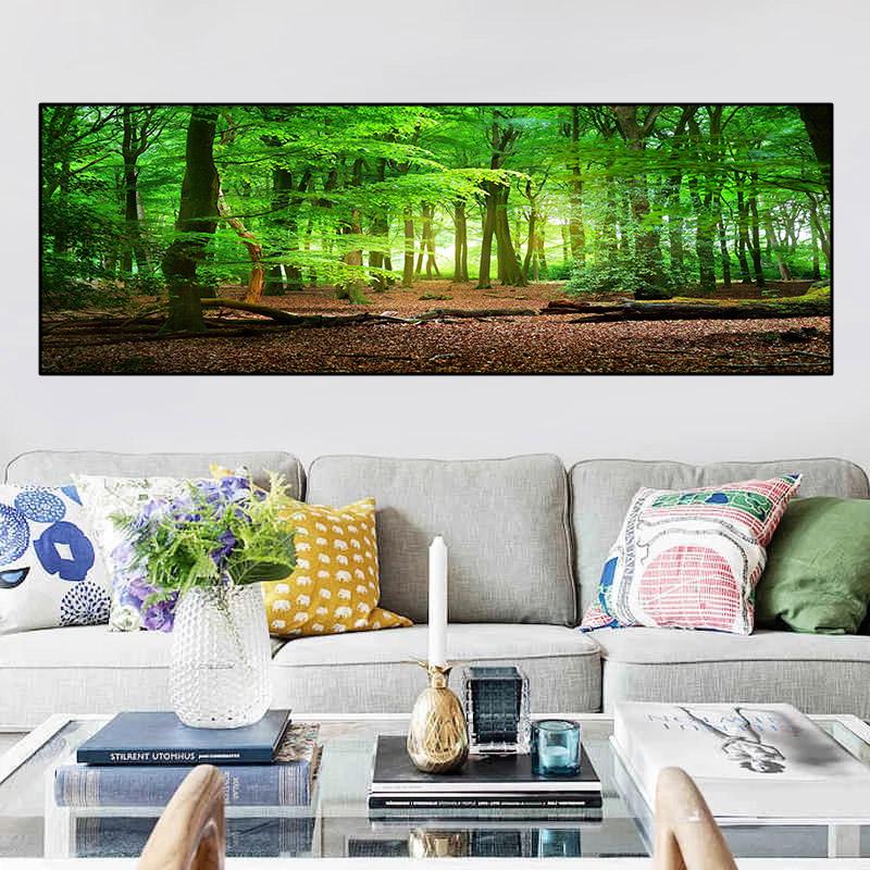 Landschaft Sonnenlicht Grüne Bäume Blätter Wald Leinwand Malerei Natur Poster und Drucke Wand Kunst Bilder Home Decor Kein Rahmen
