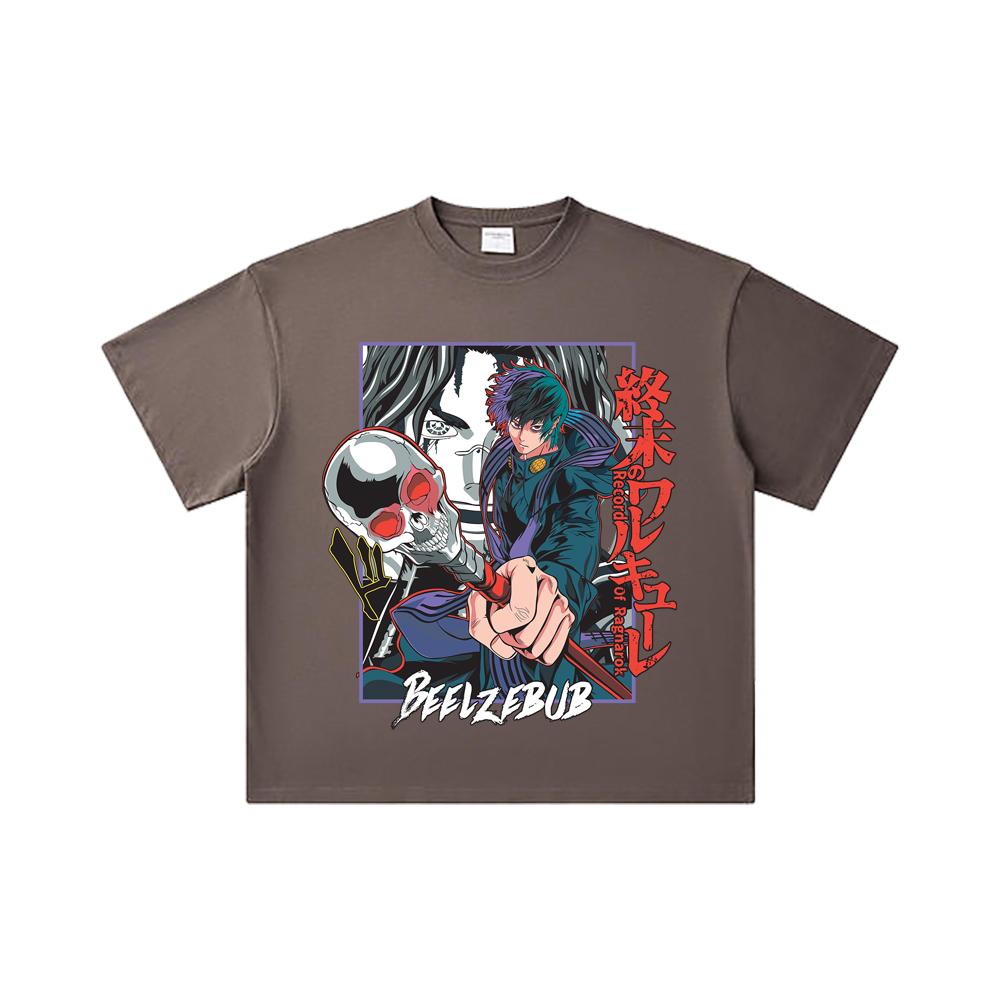 260 GSM Double Yarn 32 Count 100% Cotton Record of Ragnarok V4 Beelzebub Print Unisex Heavy Cotton T Shirt