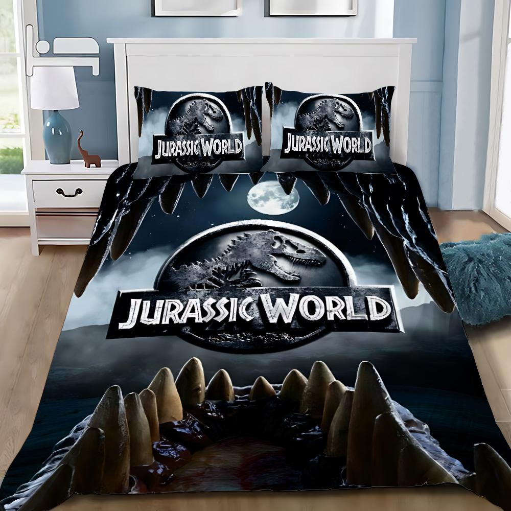 Heet J-Jurassic Dinosaurus Park Wereld Dekbedovertrek Kussensloop Dinosaurus Beddengoed Set Volwassen Jongen Meisje Slaapkamer Decoratie Enkel Dubbel