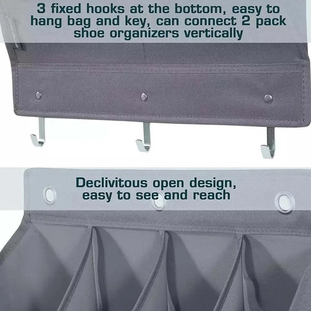 11/12 Grids Wall-mounted Pocket Storage Hanging Bag Shoe Sundries Organizer Rack with Bedroom Bathroom Door Behind Closet Holder