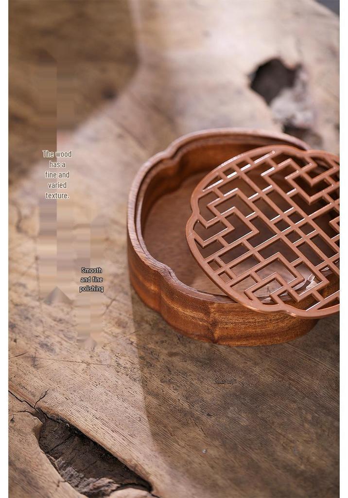Walnut Zisha Teapot Mat: Small Water Storage Tray for Japanese Tea Brewing