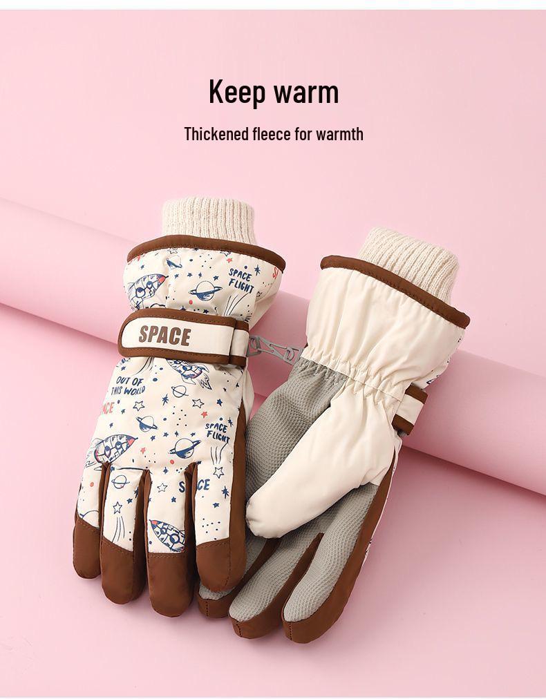 Kids' Winter Ski Gloves: Warm, Fleece-Lined, Thickened, Cold-Proof, Freeze-Resistant, for Boys & Girls