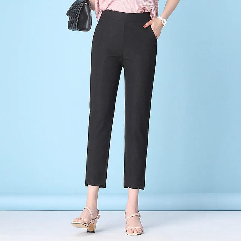 Women's Mid-waist Loose Casual Nine-minute Pants