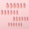 Oval Almond Acrylic Press On Nails 24Pcs Pink White Gradient False Nails with Glossy Finish for Women and Girls