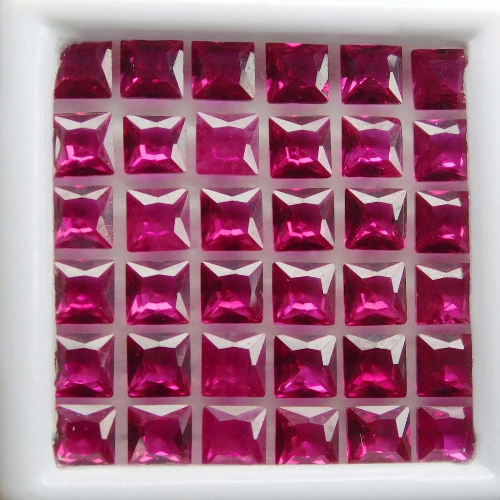 NATURAL Red RUBY Loose Gemstone 24 PCS Square Shape Lot