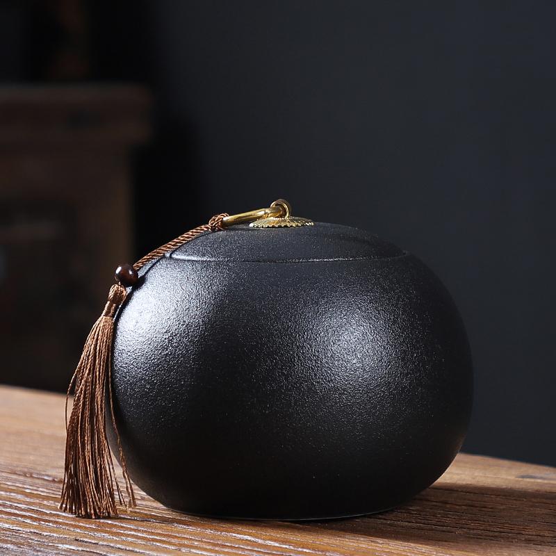 Frascos a prueba de humedad para el hogar, mesa de té, carrito de té de cerámica, contenedor de almacenamiento de granos de especias de cocina, accesorios para la ceremonia del té hechos a mano