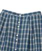 COTTON BELL Button Placket Flare Skirt - Blue Check