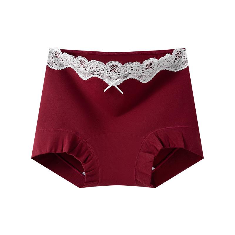 Женские Весенние и Осенние Новые Сексуальные Кружевные Хлопковые Антибактериальные Бесшовные Трусики M