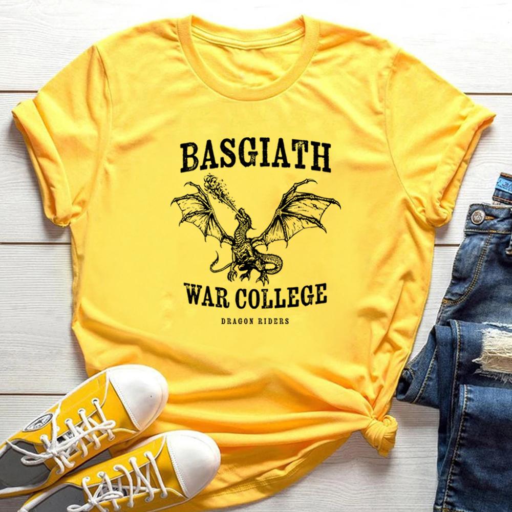 Basgiath War College Shirt Fourth Wing RoUnisextasy Fantasy YA Dark Academia Books TShirt Violet Sorrengail Xaden Riorson Tops