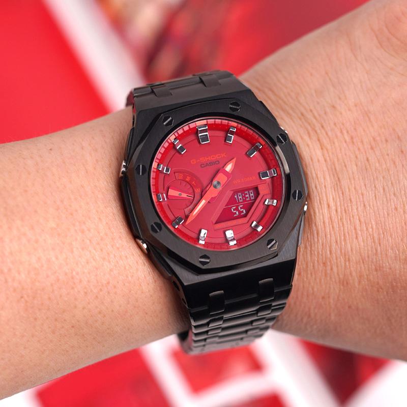 Casio Unisex Liquid Crystal,Analog Dual Display Series Red Watch GA-2100-4A(Watch1--)