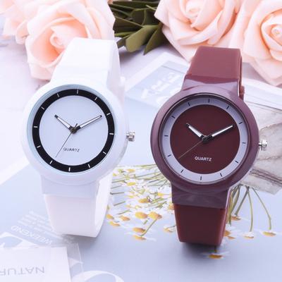 Mädchen-Studenten-Armbanduhr mit Quarz-Analog-Gelee-Silikonband und rundem Zifferblatt