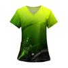 Women's Fashion Printed Short Sleeve V Neck Pattern Tops Pocket Working T-shirts
