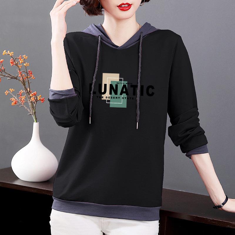 

Женская толстовка с капюшоном большого размера с длинным рукавом, тонкая - повседневный весенне-осенний топ 2025 3XL [130-140 kg]