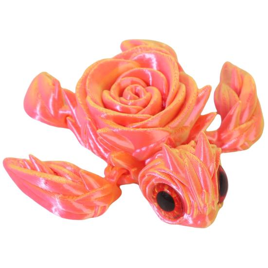 

3D Printed Rose Turtle Figurine Movable Joints Flower Sea Tortoise Figure Articulated горячий розовый
