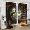 2pc,  Curtains Retro Library 100% Polyester,Without Electricity Birthday Party Applies To Home Decor