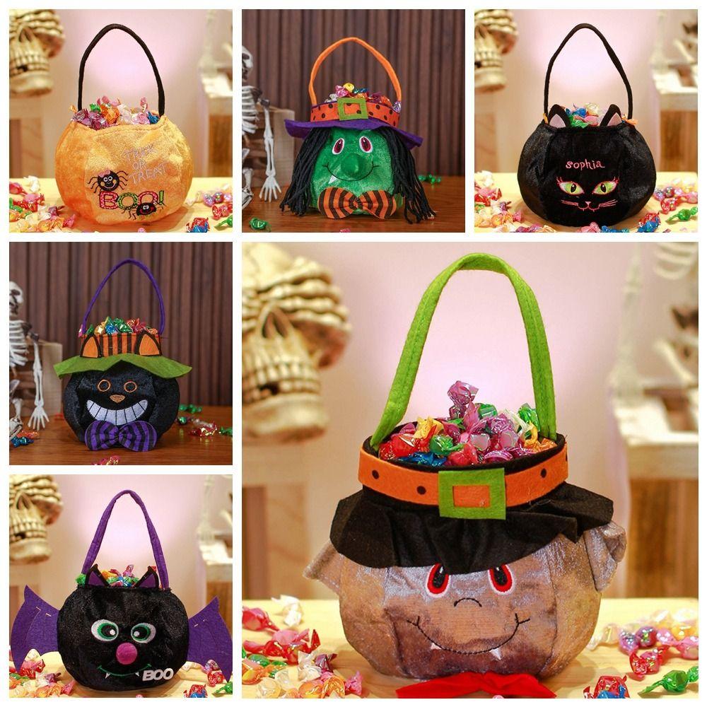 Gifts Pouch Trick or Treat Bag Non-woven Pumpkin Bag Funny Halloween Candy Drawstring Bag  Children