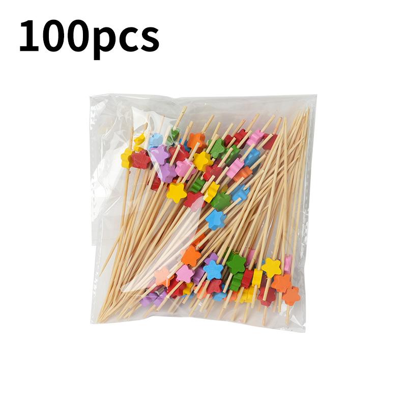 

100 шт. одноразовая бамбуковая зубочистка для еды, фруктов, салата, торта, десерта, вилка, палочка для свадьбы, дня рождения, вечеринки, декора, коктейльная зубочистка