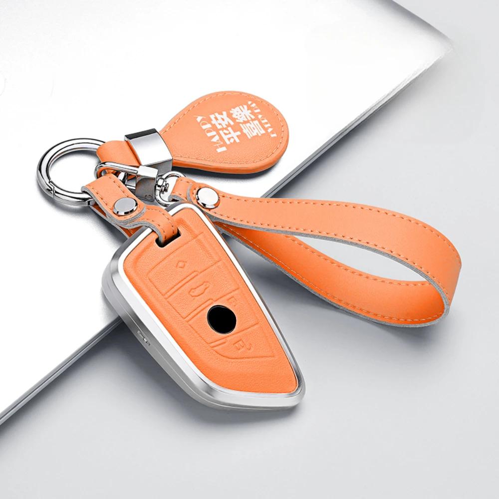 Alloy Leather Car Key Case Cover Shell Protector For Bmw X1 X3 X4 X5 F15 X6 F16 G30 7 Series G11 F48 F39 530 520 525 F30 G38