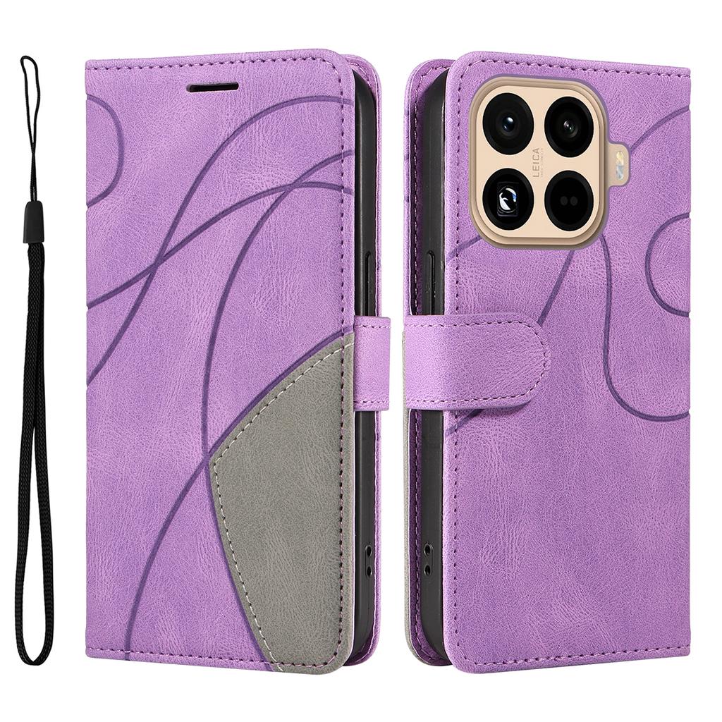 For Xiaomi 15T Pro Leather Phone Case Stand Wallet with Bi-colour Splicing Design