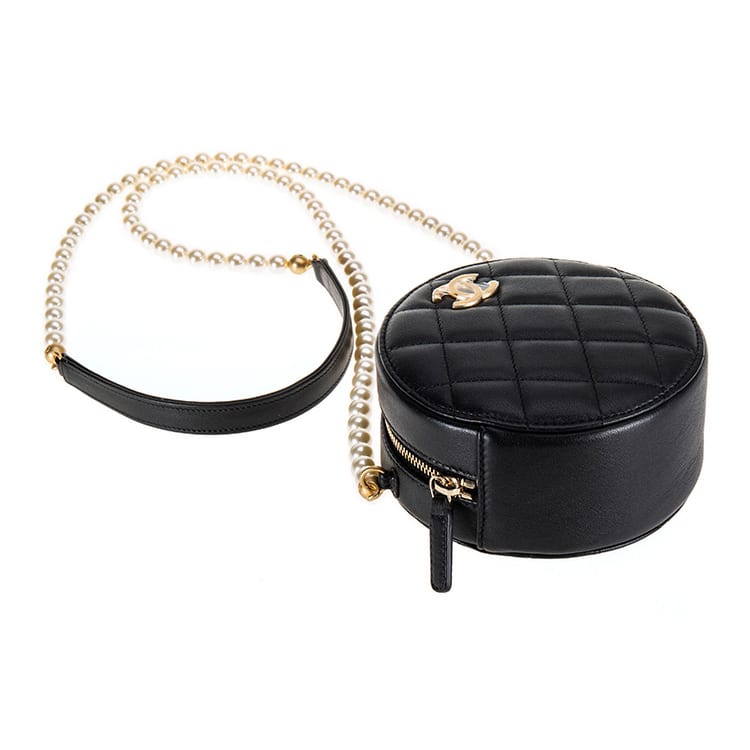 Chanel Calfskin Round Bag Crossbody Bag Mini Women's Black AP2191-B05481-94305
