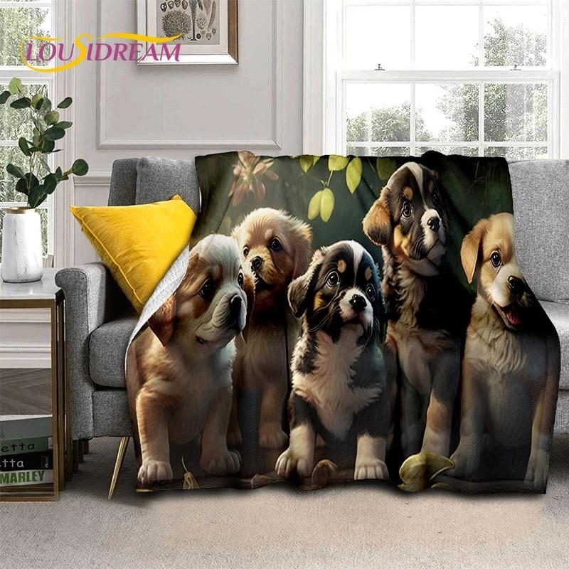 Cute Dog Samoye, Chihuahua, Husky, Koki Cartoon Soft Flannel Blanket for Beds Bedroom Sofa Picnic,Throw Blanket Outdoor Leisure