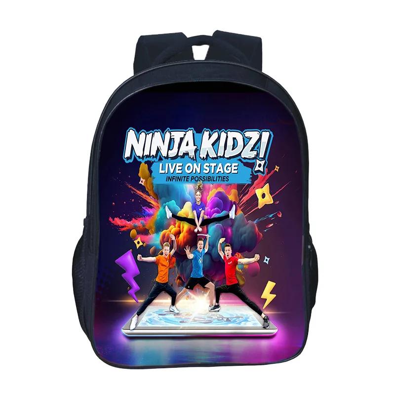 NINJA KIDZ Student Cartoon 3D Print Rugzak Jongen Meisje Casual Dubbele Schooltas Polyester Waterdichte Rugzak DIY Gepersonaliseerde Rugzakken NINJA KIDZ backbag
