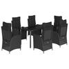 Vidaxl 7-Cz. Garden Furniture Set With Cushions, Black, Poly Rattan