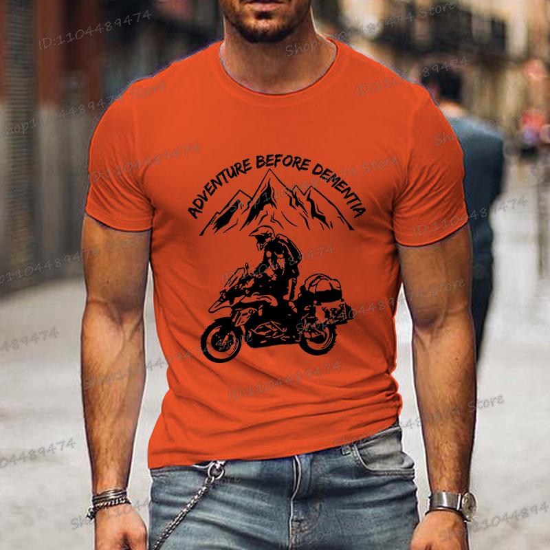 Funny Mountain Adventure Motorcycle T-shirts Harajuku Fashion Men T Shirt Adventure Before Dementia Shirts for Men Women