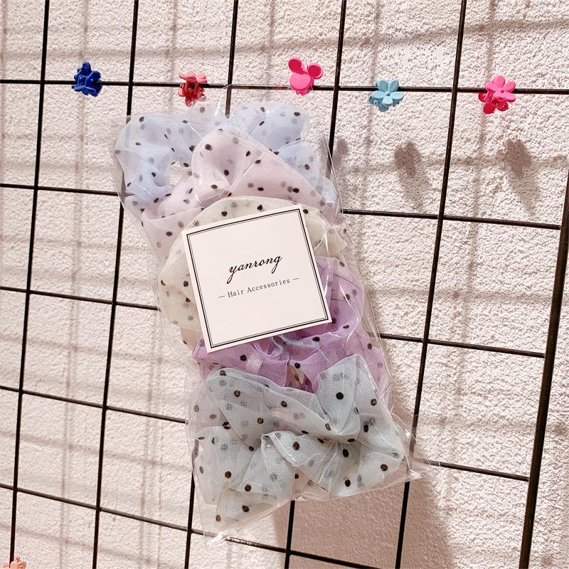 New 5PCS/Set Candy Color Printing Hair Ties For Women Cute HairBand Ponytail Holder Elastic Rubber Band Fashion Hair Accessories