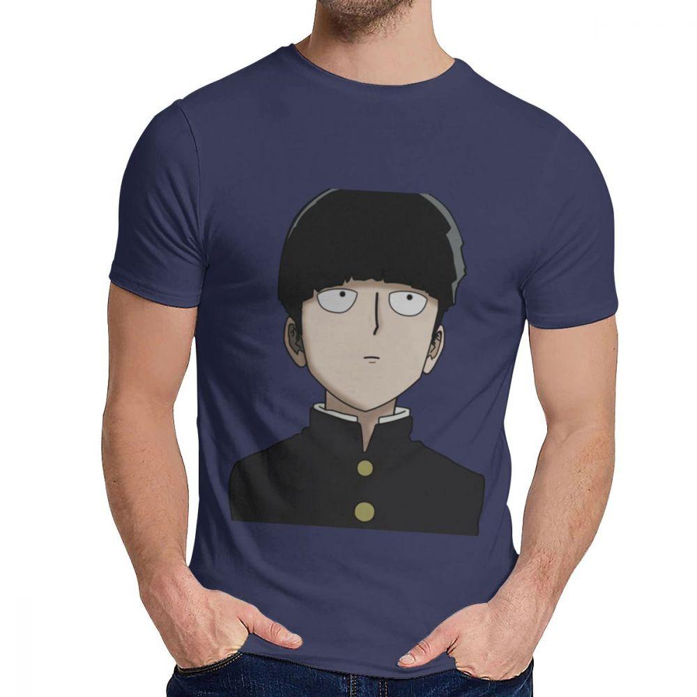 Herren T-Shirt Shigeo Kageyama Mob Psycho 100 Reine Baumwolle Oberteil Design Rundhals Harajuku Streetwear