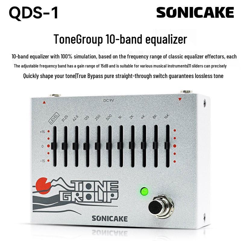 Педаль эффектов для электрогитары Sonicake QDS: Акустический предусилитель, Басовый дилей, Реверберация, Десятиполосный эквалайзер